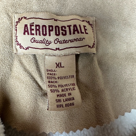 Aeropostale Quality Outerwear Women's XL Tan Sherpa lined Faux Suede Vintage Y2K - Picture 3 of 7